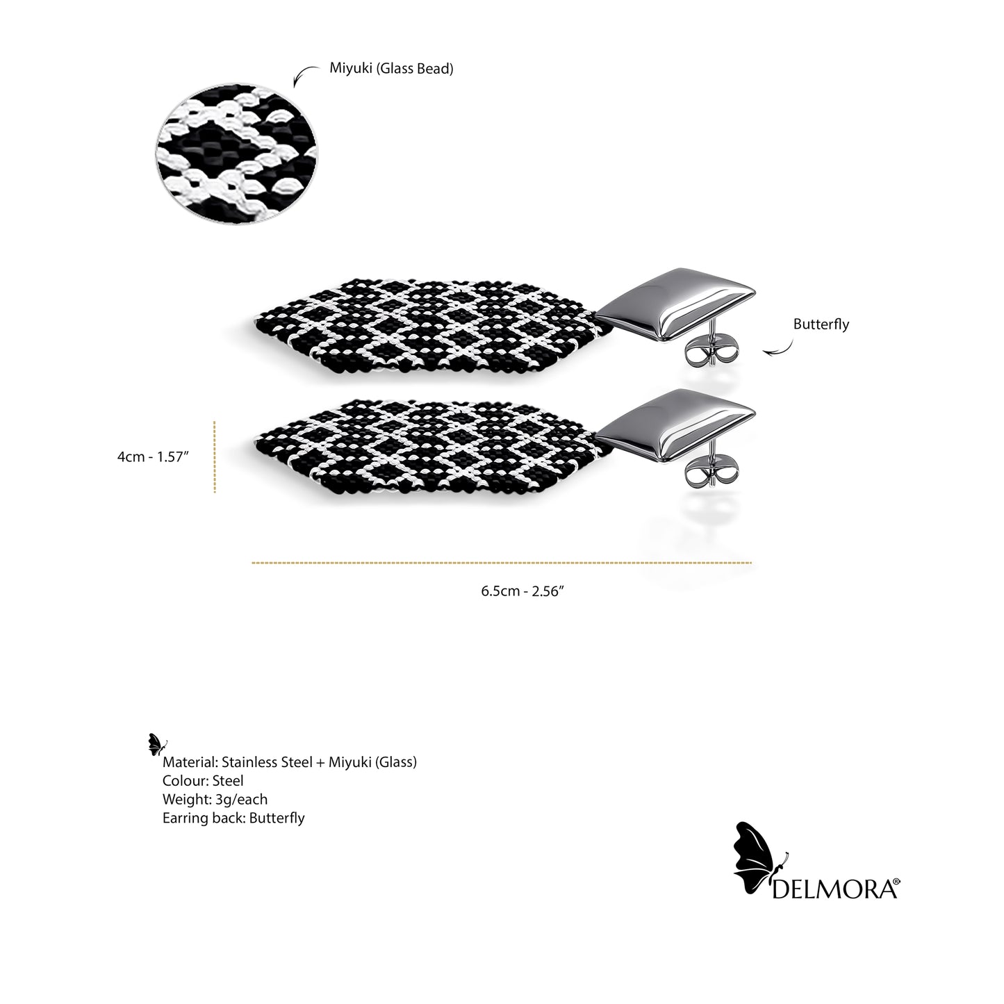 Black & White Hexagon Earrings