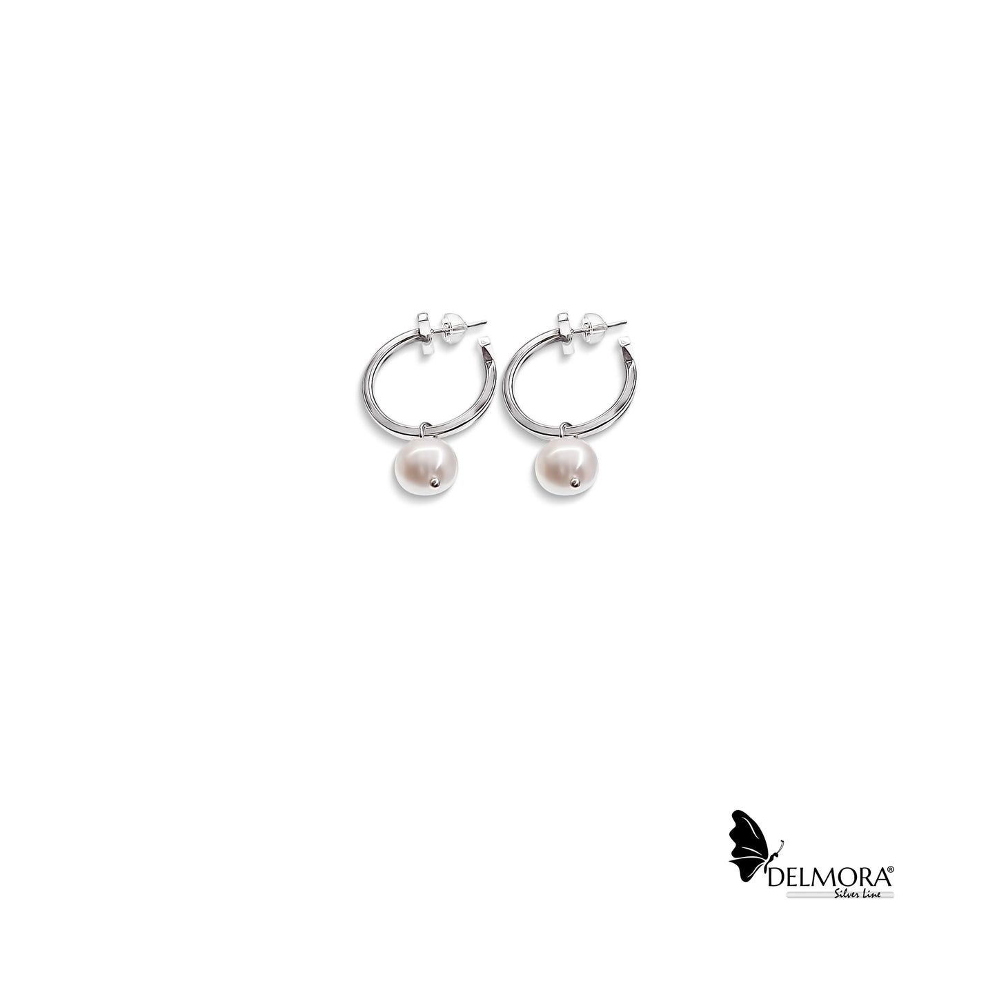 Open Hoop Earrings - Pearl