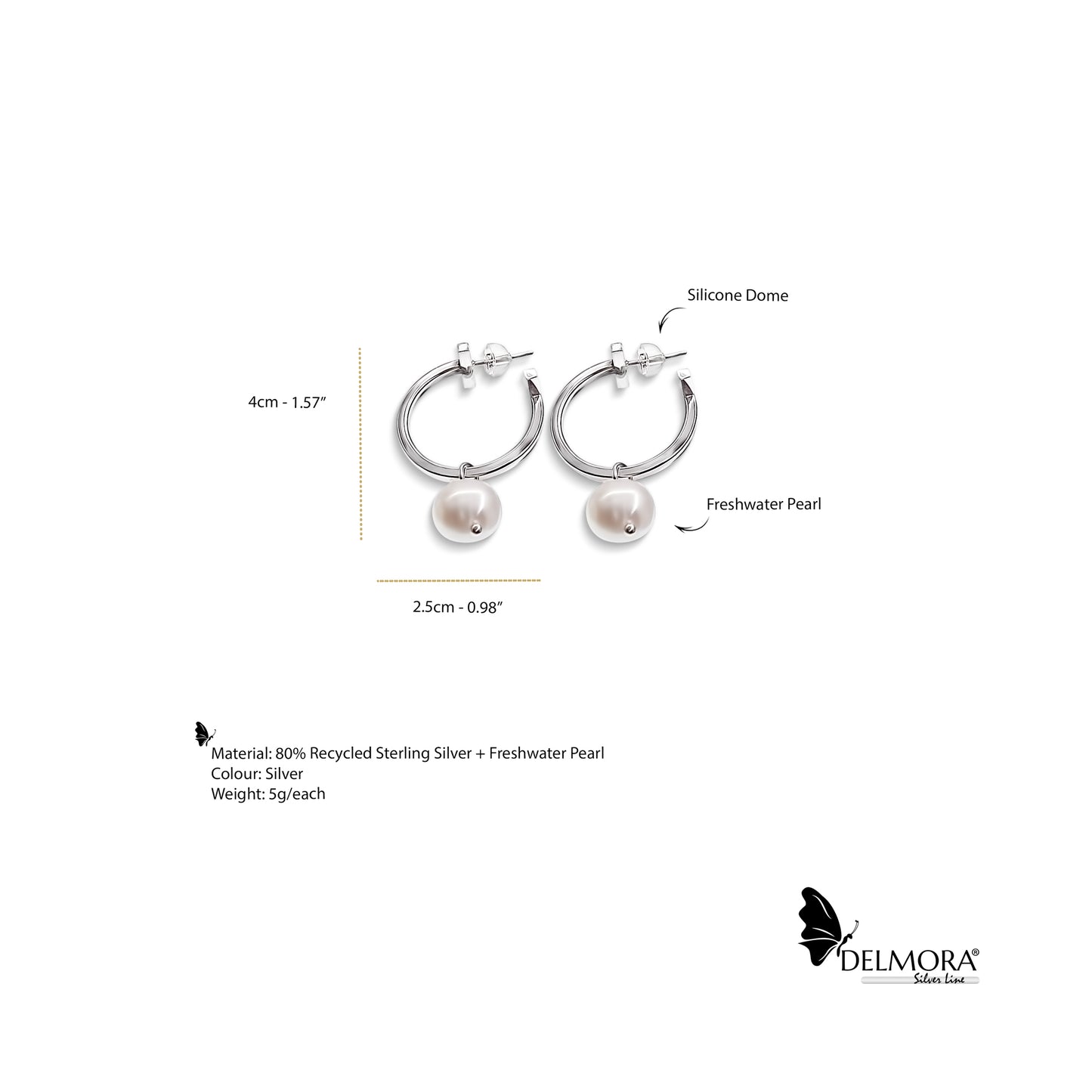 Open Hoop Earrings - Pearl
