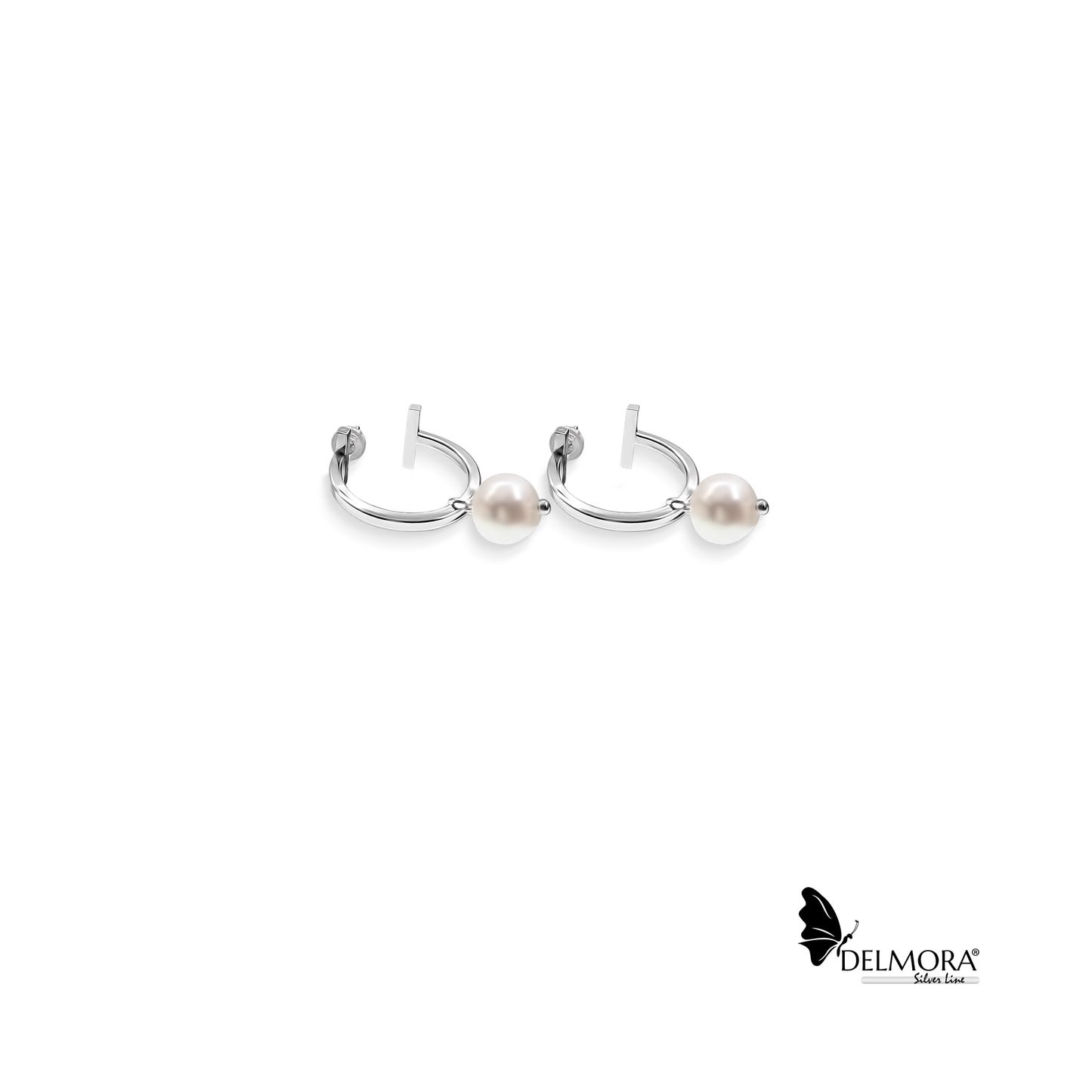 Open Hoop Earrings - Pearl