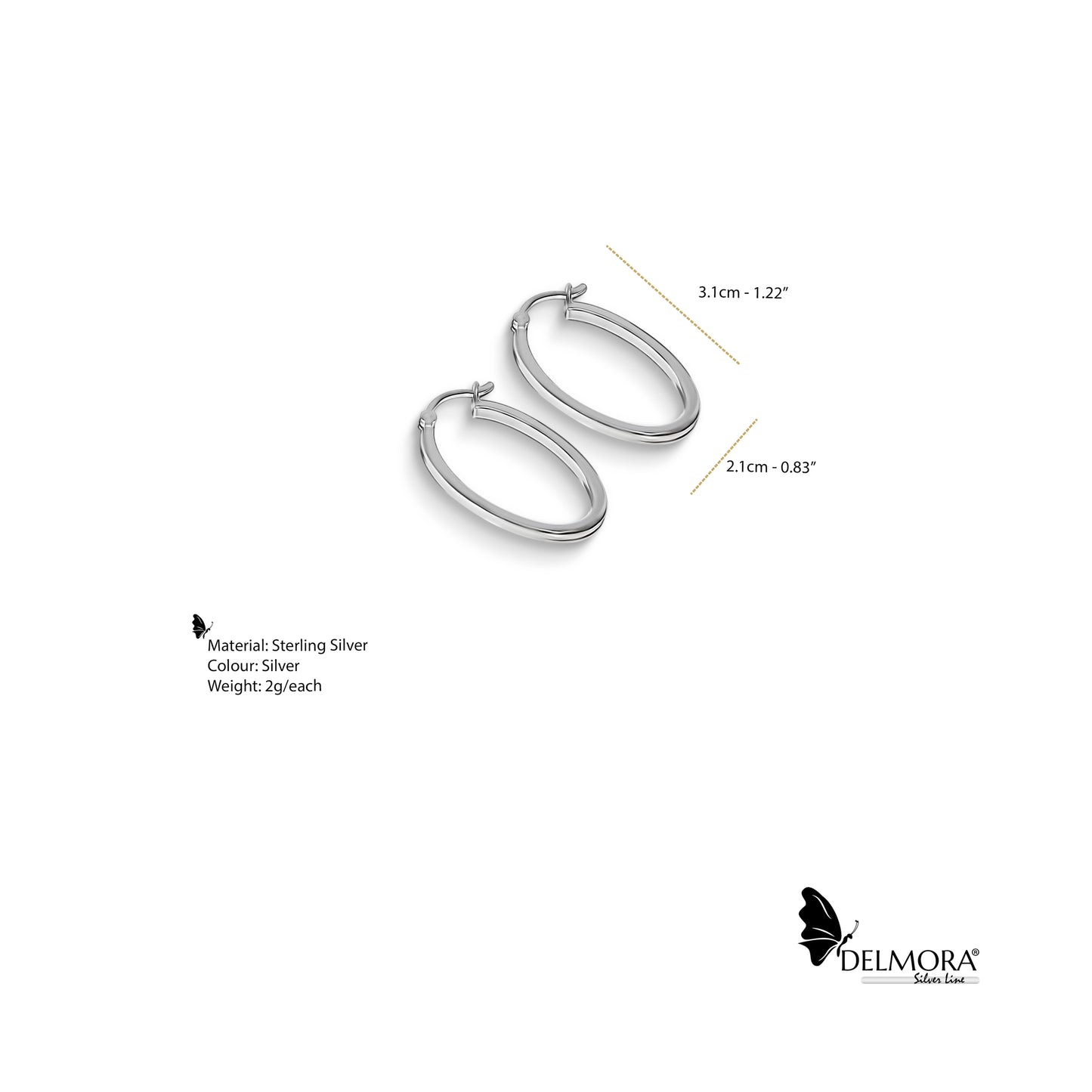 Oval Hoop Earrings - 2.1cm