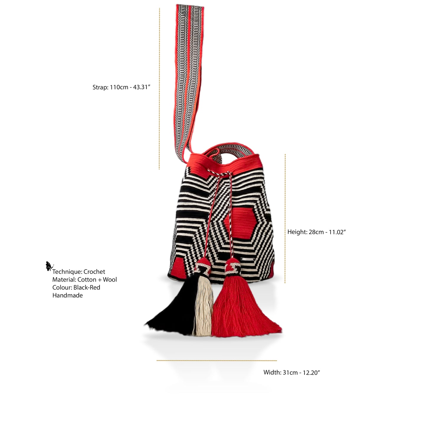 Original Wayuú Pattern Bag (Red-Black)
